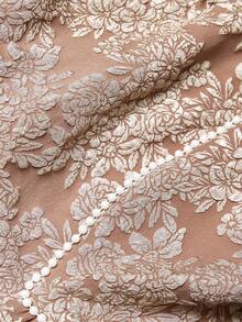 Auvina Chinese New Year Women's New Chinese Style Mandarin Collar Jacquard Dress - Coffee Brown - View 4