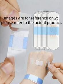 Multi-Use Transparent Elastic Tape 50pcs - Waterproof For First Aid Wound Dressing & Halloween FX Makeup, PE Material - White - View 2