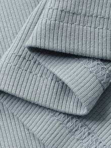 DAZY 简约字母印花撞色领休闲女式睡衣套装 - 藍色 - 查看 7