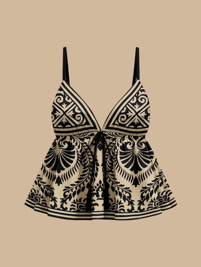 Travachic Women's Casual Vacation Bohemian Floral Print Tie Waist Camisole