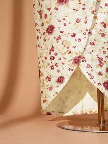 DreamSkyne 大码女式复古法式束腰奢华高端碎花长袖不对称下摆连衣裙，适合日常约会/下午茶、商务通勤、成熟聚会、休闲外出、春夏穿着。 - 彩色 - 查看 6