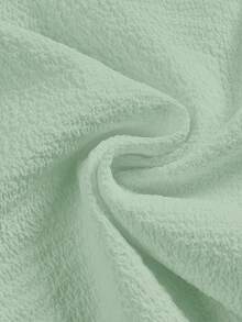 SHEIN MOD 大码镂空喇叭袖撞色系带腰身复古衬衫 - 綠色 - 查看 4