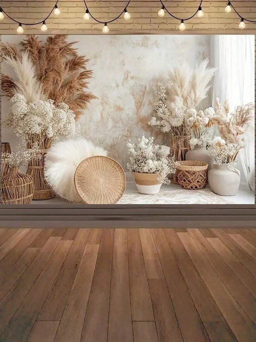 1pc Boho Style Brown Background Banner,Suitable For Parties, Birthdays, The Perfect Birthday Gift, Multi-Size Selection, Party Photo Background, Easy To Hang, Perfect For Indoor/Outdoor Celebrations, Birthday Parties, Holiday Decorations, Indoor And Outdoor Garden Decorations - Multicolor - View 1