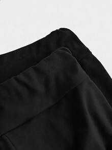 SHEIN سراويل ضيقة ملونة بسيطة متعددة الاستخدامات للبنات المراهقات للارتداء اليومي - الأسود - مشاهدة 6