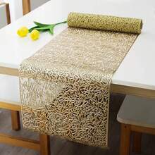 1-5 Piece Gold Hollow-Out Placemat And Table Runner Set, Washable, Easy To Clean, Wipe-Off, Non-Slip, Heat-Resistant, Placemats, Holiday Wedding Party Decorations - Multicolor - View 18