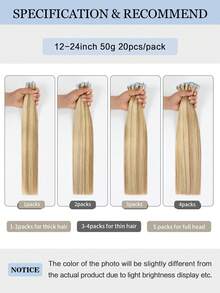 20Pcs 50Gram Tape In Hair Extensions Human Hair 18inch Remy Hair Extensions Panio Color 18/613 Fashion Tape In Extensions, Tape In Human Hair Extensions Add Length For Wedding Halloween Costumes - S18/613 - View 6