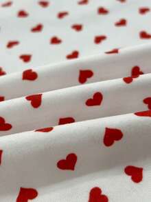 Rina Fox Áo thun nữ tay ngắn cổ chữ V in hình trái tim viền ren, kiểu dáng ôm sát, phong cách Y2K, phối ren hoa, eo nhún bèo, dễ thương, thích hợp cho đi chơi, đi học và mặc hàng ngày. - Đỏ và trắng - Xem 6