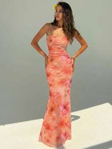 Aloruh Đầm nữ in hoa dáng ôm, đuôi cá, thích hợp cho kỳ nghỉ. - Nhiều màu - Xem 3