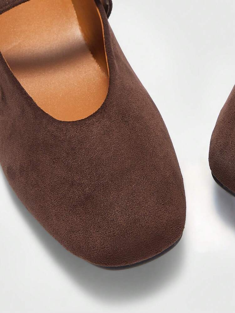 CUCCOO BIZCHIC Women's Round Toe Flat Shoes With Instep Strap, Comfortable Minimalist PU Leather Casual Shoes, Brown, Suitable For Daily Wear And Commuting
