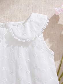 Souflis Souflis French New Style Baby Girls 0-3 Years Old Summer Dress, Delicate Embroidered Fabric, Skin-Friendly, Cute Dress With Peter Pan Collar, Sleeveless Princess Dress - White - View 7