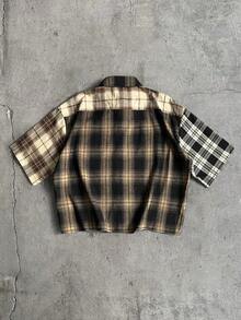 AXEPEAK 男士格子短袖单排扣休闲口袋衬衫 短袖格子衬衫 男士衬衫 街头服饰 街头风纽扣格子衬衫 男士格子短袖衬衫 混色格子衬衫 宽松衬衫 男士格子衬衫 短袖衬衫 - 彩色 - 查看 2