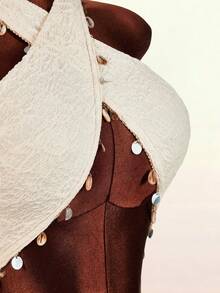 Amplova 浪漫度假派对复古交叉蕾丝贝壳吊带迷你连衣裙（女款） - 彩色 - 查看 9