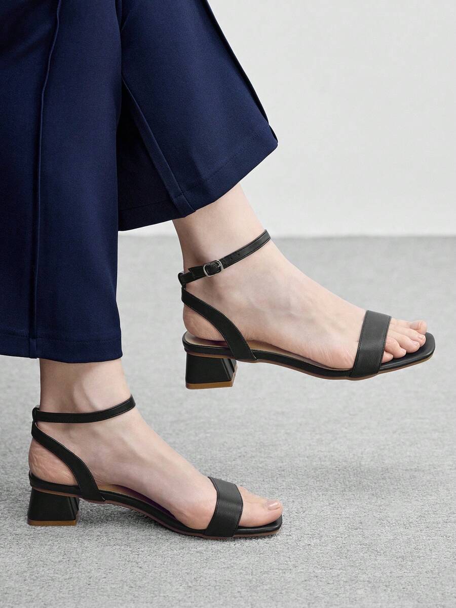 CUCCOO BIZCHIC Women's Fashionable Elegant Square Toe High Heel Sandals, Versatile For Office, Home And Other Occasions, Spring/Summer - Black - View 1