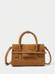 SHECARRY Women's Handbag, Versatile Brown, With Delicate Strips, A Must For Commuting - Camel - View 2