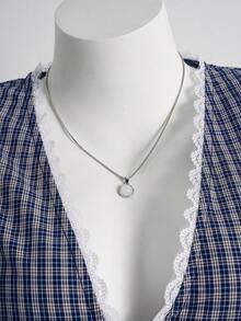 Elamini Women's Lace Trim Tie Front Blouse, Elegant Vacation Plaid Print Shirt, Suitable For Spring, Summer, Autumn - Multicolor - View 3