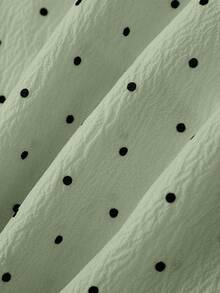 Franclia 女士极简波点蕾丝边阔腿裤 - 綠色 - 查看 4