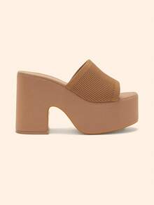 CUCCOO BASICS Giày sandal hở mũi đế dày cho nữ, thoáng khí, chống thấm nước, cao gót đế xuồng, màu đen, thích hợp cho các bữa tiệc mùa xuân/hè, lễ tình nhân và các dịp xuân khác. - Màu nâu  Mocha - Xem 3