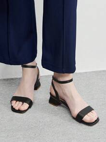 CUCCOO BIZCHIC Women's Fashionable Elegant Square Toe High Heel Sandals, Versatile For Office, Home And Other Occasions, Spring/Summer - Black - View 3