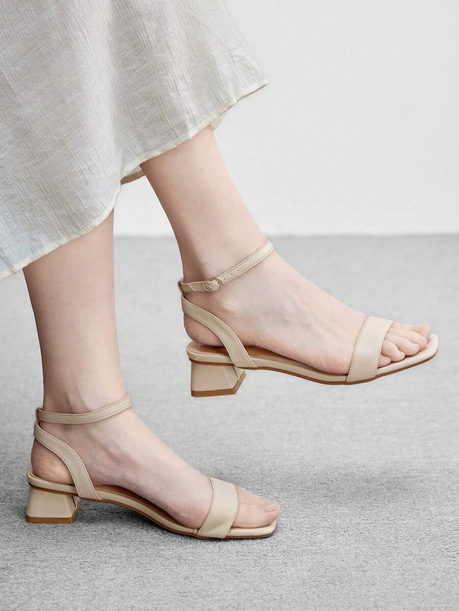 CUCCOO BIZCHIC 女士时尚优雅方头高跟凉鞋，适合办公室、居家及其他场合，春夏款 - 杏色 - 查看 1