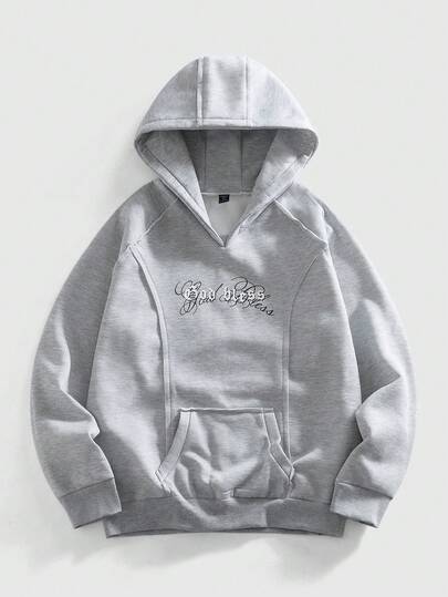 Street Life Sweat-shirt à capuche casual à manches longues avec imprimé lettres pour hommes