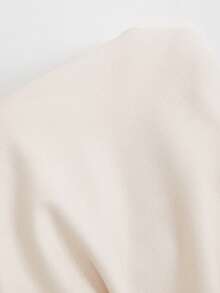 SHEIN Clasi 两件套女士优雅印花修身连衣裙和粉色中袖针织开衫，适合约会、通勤和日常穿着。 - 杏色 - 查看 7