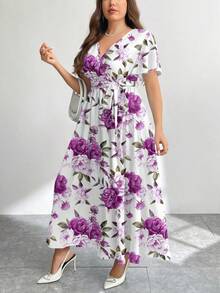 Modelyn Đầm dáng rộng họa tiết hoa vintage, cỡ lớn, thích hợp cho mùa thu/đông. - Nhiều màu - Xem 5