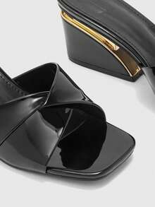 CUCCOO BIZCHIC Women's Fashion Open Toe High Heel Mule Sandals For Daily Wear Spring Shoes - Black - View 8
