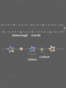 3.7 米 12.1 英尺闪光纸横幅生日派对装饰第一个 1 岁生日银星花环成人婚礼婴儿洗礼毕业新年装饰派对装饰挂饰闪光激光切割星形镂空星星可立即用于生日婚礼节日用品 - 銀色 - 查看 3