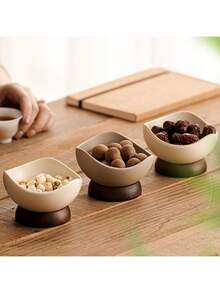 1pc/2pcs Mid Ancient Style Ceramic Tableware, Coarse Pottery Dessert Bowl, Niche High-End Snack Dish, Fruit Dish, Ice Cream Cup, Suitable For High-End Commercial Cups In Families, Restaurants, Cafes, Dessert Shops, Gifts, And Parties
