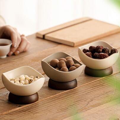 1pc/2pcs Mid Ancient Style Ceramic Tableware, Coarse Pottery Dessert Bowl, Niche High-End Snack Dish, Fruit Dish, Ice Cream Cup, Suitable For High-End Commercial Cups In Families, Restaurants, Cafes, Dessert Shops, Gifts, And Parties