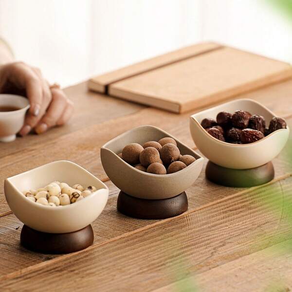 1pc/2pcs Mid Ancient Style Ceramic Tableware, Coarse Pottery Dessert Bowl, Niche High-End Snack Dish, Fruit Dish, Ice Cream Cup, Suitable For High-End Commercial Cups In Families, Restaurants, Cafes, Dessert Shops, Gifts, And Parties