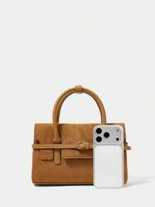 SHECARRY Women's Handbag, Versatile Brown, With Delicate Strips, A Must For Commuting - Camel - View 6