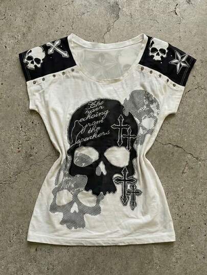 Glimmora Fashionable Printed Fitted Crew Neck Short Sleeve T-Shirt, Summer