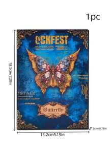 1pc Gothic Butterfly Full-Color Notebook, Creative Retro European Style Notebook, High-Value Illustration Notebook - Multicolor - View 7