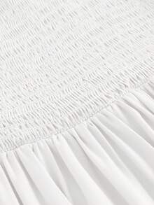 Aveloria Modichic Solid Frill Trim Ruffle Hem Dress Holiday Party Dress  - White - View 3