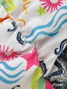 SHEIN Swim Women's Random Print Shell Decor Halter Bikini Set, Spring/Summer - Multicolor - View 8