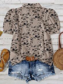 EMERY ROSE Camisa de talla grande con estampado minimalista todo sobre - Multicolor - Ver 2