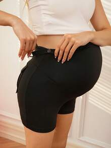 GentleRue Maternity Fashionable Casual Maternity Yoga Shorts - Black - View 5