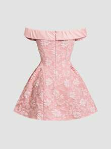 Glamine Charm Đầm ngắn trễ vai lãng mạn kiểu Pháp thời trang dành cho nữ - Hồng - Xem 5