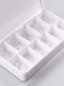 1片短棺材形假指甲片，550片/盒，11种尺寸透明软胶指甲片，预打磨全覆盖假指甲，按压式延长工具，美甲用品 - 無色 - 查看 7
