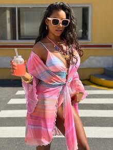 Vaytide 2025 新款两件套女士泳衣套装，印花连体泳衣沙滩装，带金属配饰 - 彩色 - 查看 3