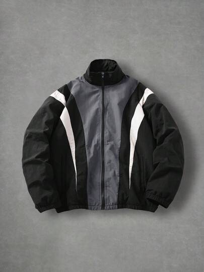 Manfinity EMRG Chaqueta casual de manga larga con contraste de color para hombre