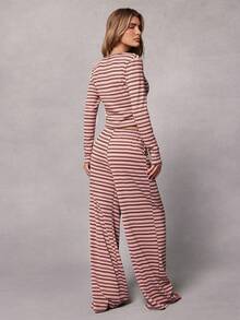 SHEIN Haute Women's Striped Print Casual Pants - Multicolor - View 6