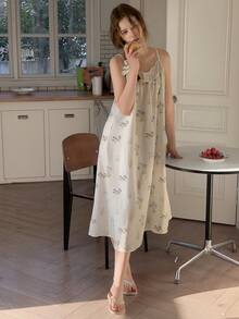 DAZY Teen Girls Comfortable Printed Camisole Nightgown Loungewear Spring Summer - White - View 4