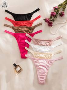 DesireSculpt 8件套女士舒适内裤，休闲多色丁字裤，弹力面料 - 彩色 - 查看 2