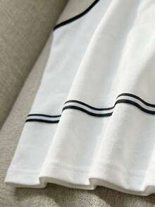 Franclia Women's White Halter Neck Top With Black Trim, Cute Summer Vest, Beach Holiday Wear - Black and White - View 4