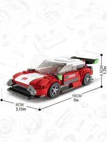 Red & White Racing Sports Car Building Blocks (306PCS) - Adjustable Parts & TPR Tyre Kit For Enthusiasts - Multicolor - View 3