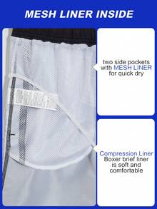 Zalmeno 男士简约印花休闲泳装 - 黑色 - 查看 5