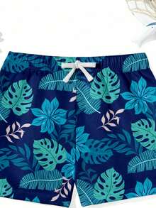 Tween Boys' Casual Loose Fit Printed Beach Shorts, Suitable For Summer, Beach, Outdoor, Swimming, Classic Stylish Palm Tree Graphic Print - Multicolor - View 4