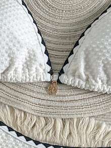 SHEIN Teen Girl Apricot Jacquard Halter Bikini Set - Apricot - View 4